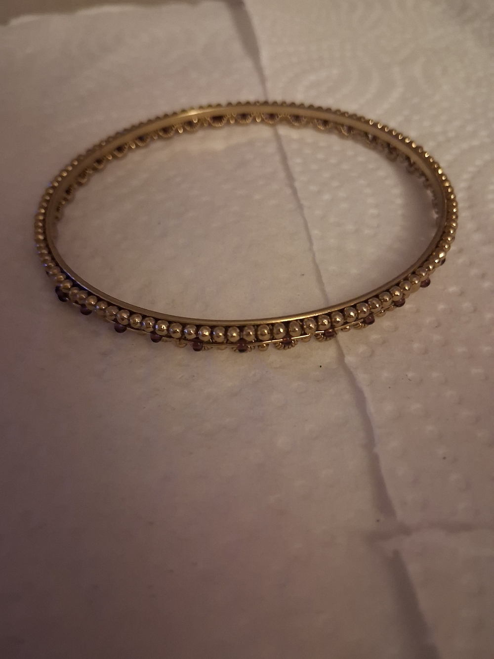 Gold Beaded Women's Bangle Bracelet